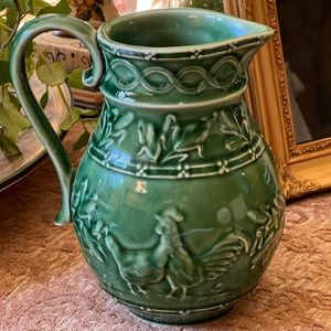 Bordallo Pinneiro Portugal Water Juice Pitcher Jug Rooster Chicken Farmhouse.